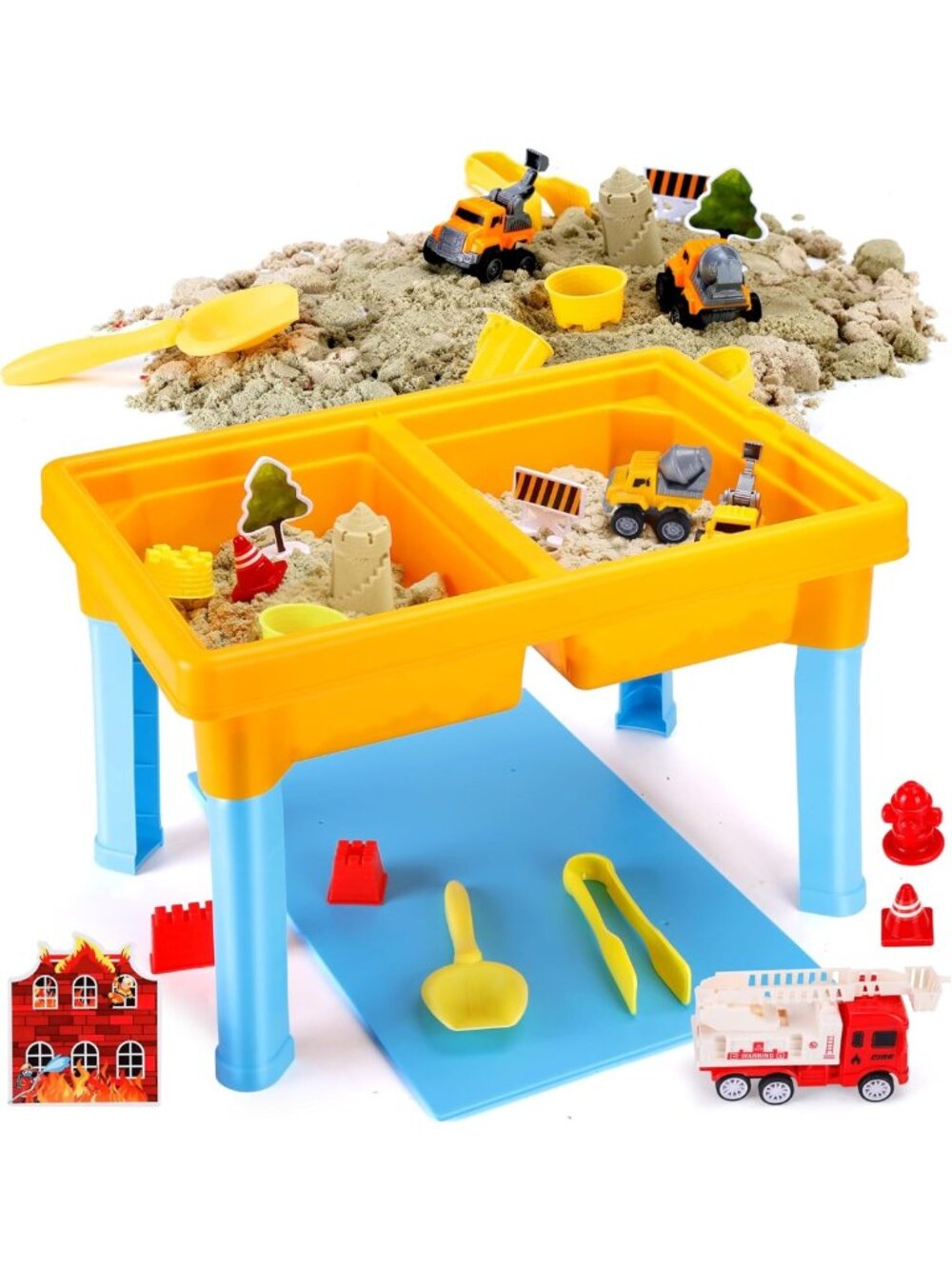 2-in-1 Construction Water & Sand Sensory Table for Kids - Fun Outdoor Play Gift